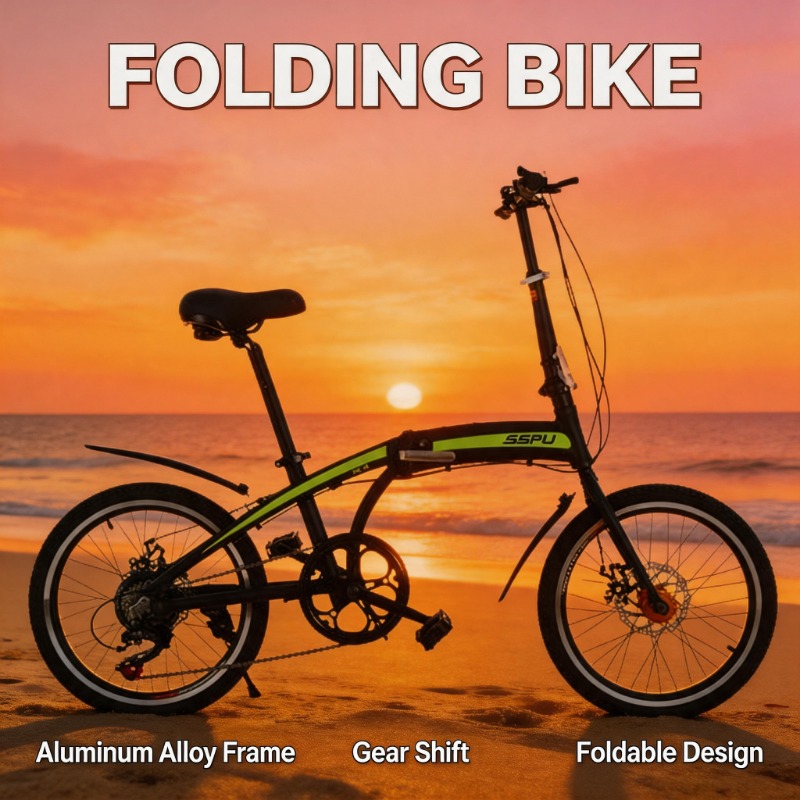Commuter Biking - 20-inch lichtgewicht aluminium vouwfiets, draagbaar, 7-versnellingen,