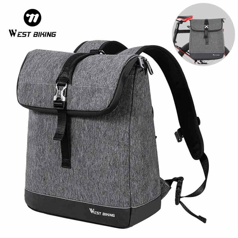 Cycling Commuter Backpack Laptop - WEST BIKING Flap Roll Top Fietsrugzak