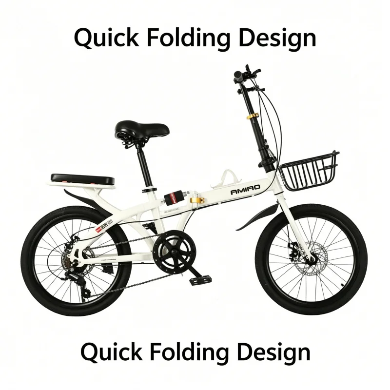Commuter Biking - Witte spaakwiel achterzitframe 20 inch vouwfiets