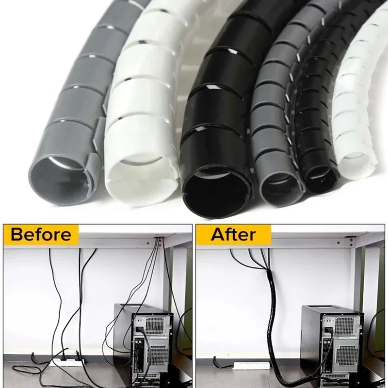 Cable Lock Flexible - 1/3 stuks 2M flexibele spiraalkabel draadbeschermer