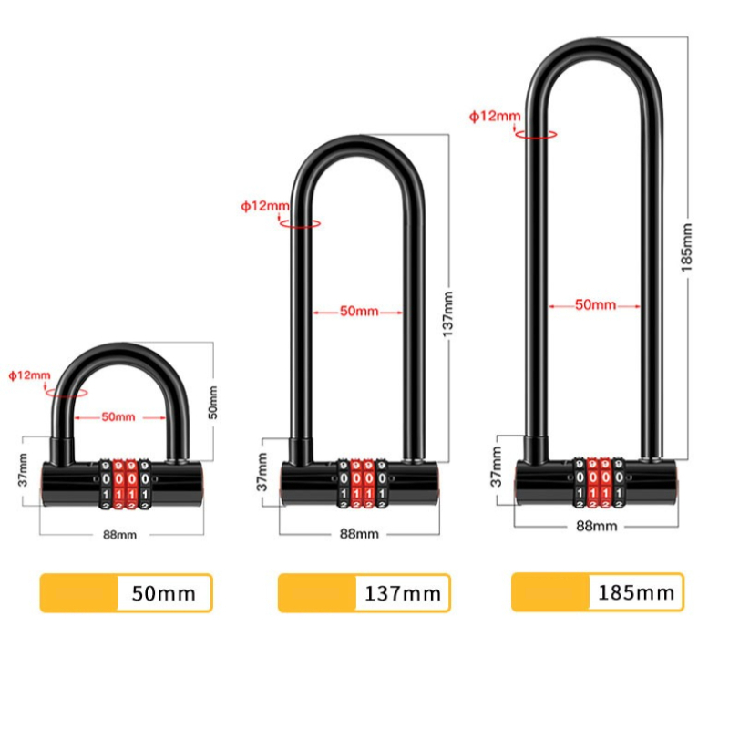 185mm/173mm/50mm Verlengd U-vo - Cable Lock Flexible recensie en prijs